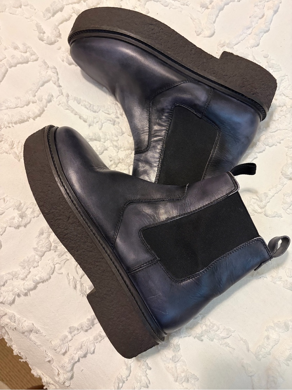 Free People Black Leather Heeled Chelsea Boots